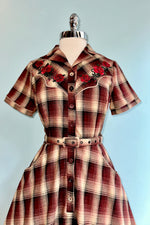 Western Brown Plaid Shirt Dress by Voodoo Vixen