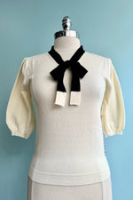 Ivory Tie Neck Pullover Sweater by Tulip B.