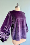 Purple Velvet Balloon Sleeve Top by Compania Fantastica