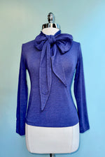 Purple Long Sleeve Tie Neck Jersey Top by Compania Fantastica