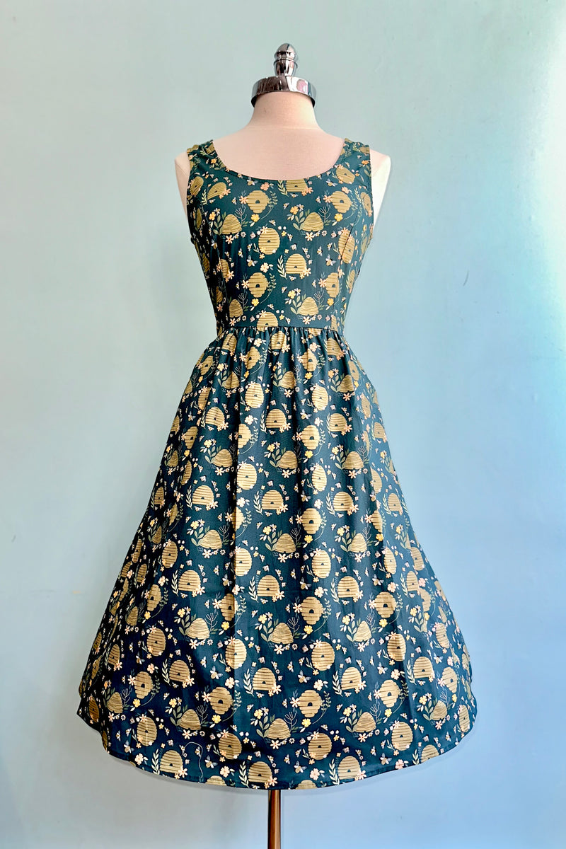 Blue Beehive Fit & Flare Dress by Retrolicious Blue Beehive Fit & Flare Dress by Retrolicious