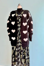 Black and White Heart Open Cardigan