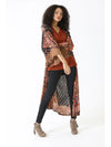 Bleached Tie Dye Printed Duster Top in Black by Angie