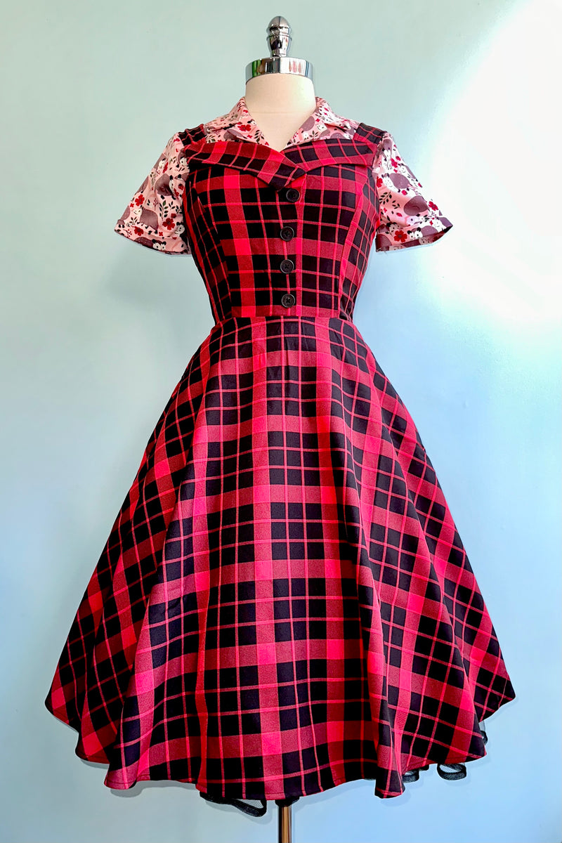 Red and Black Plaid Sleeveless Dress by Orchid Bloom