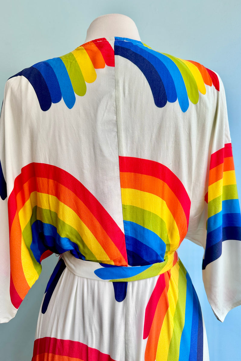 Rainbow Dolman Sleeve Wrap Midi Dress