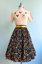 Cream Embroidered Chicken Short Sleeve Sweater