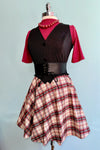 Burgundy and Tan Plaid Skater Skirt by Retrolicious