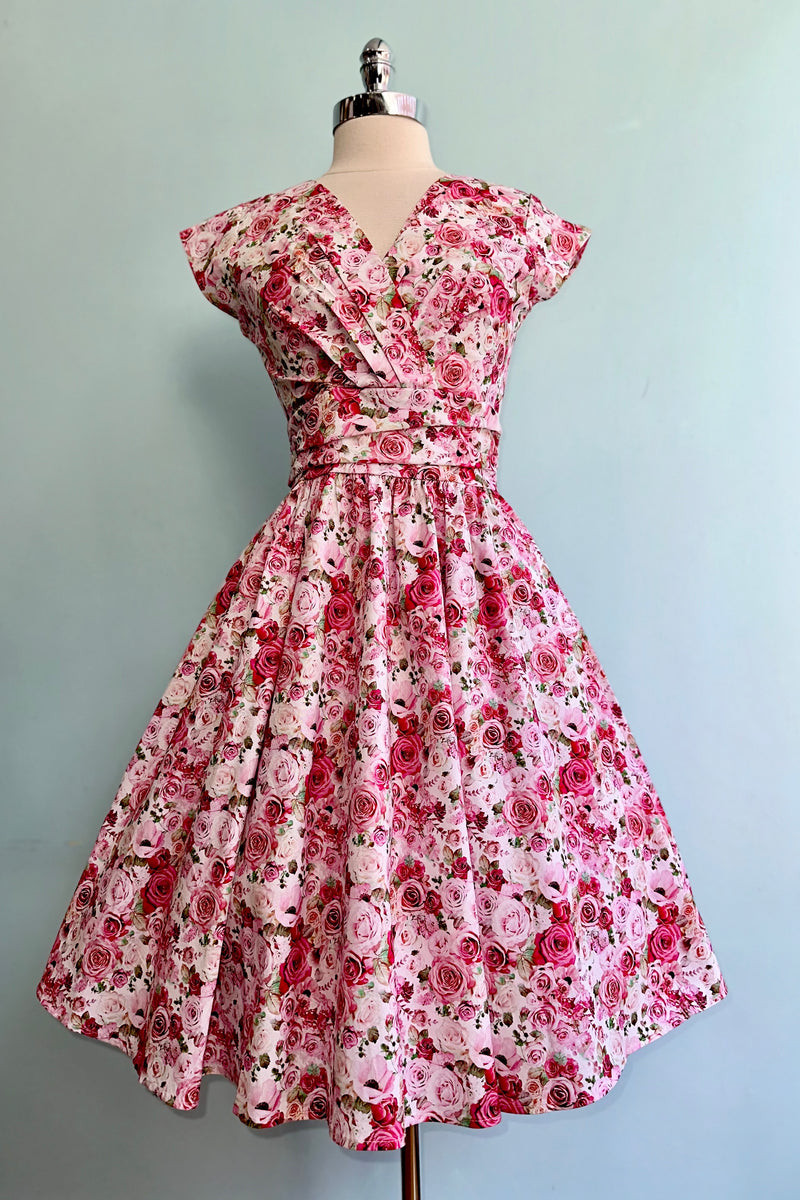 Pink Roses Greta Dress by Retrolicious