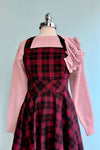 Burgundy Plaid Carmina Pinafore Dress by Hell Bunny