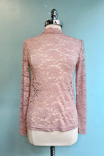 Pink Lace High Neck Top by Molly Bracken