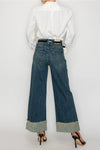 Cuffed Wide Leg Tummy Control High Rise Jeans by Artemis Vintage