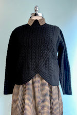 Black Mock Neck Criss Cross Front Sweater by Molly Bracken