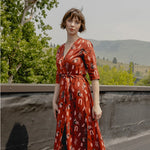 Modern Objects Aditi Wrap Midi Dress in Cranberry by Mata Traders