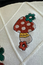 Mushroom Embroidered Cardigan Sweater