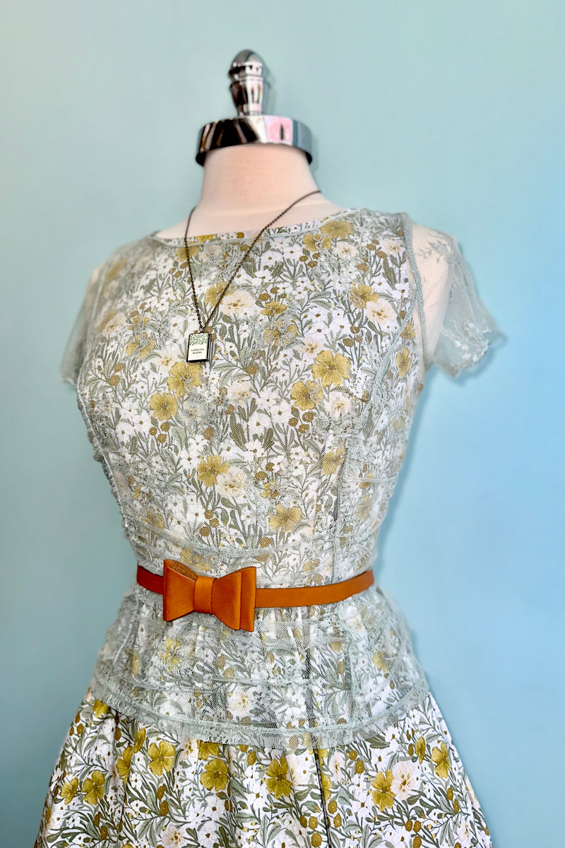 Mustard Floral Midi Dress by Retrolicious