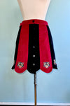 Burgundy and Black Spooky Cat Corduroy Mini Skirt