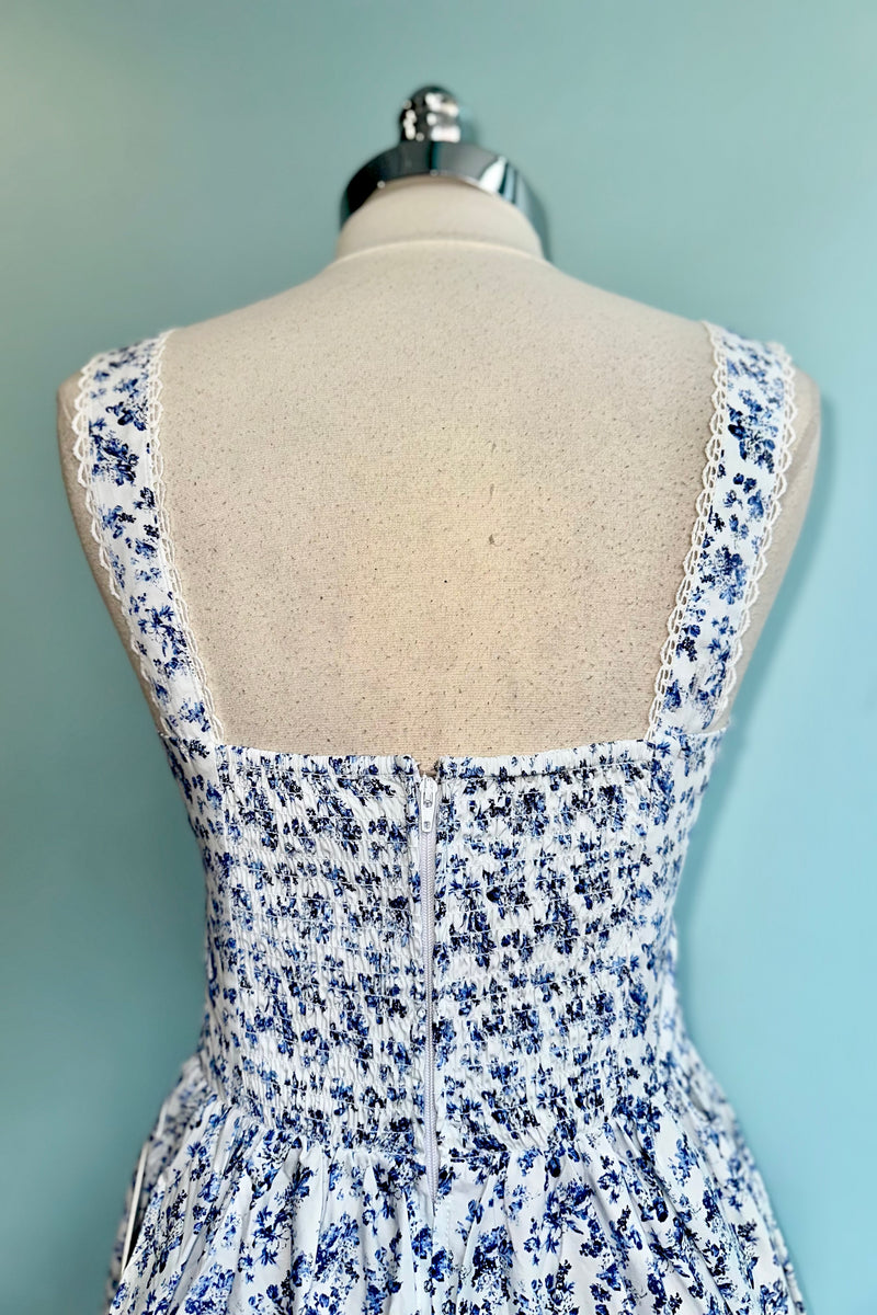 Blue Floral Bryson Midi Dress by Timeless London