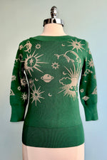 Green and Gold Celestial Pullover Sweater