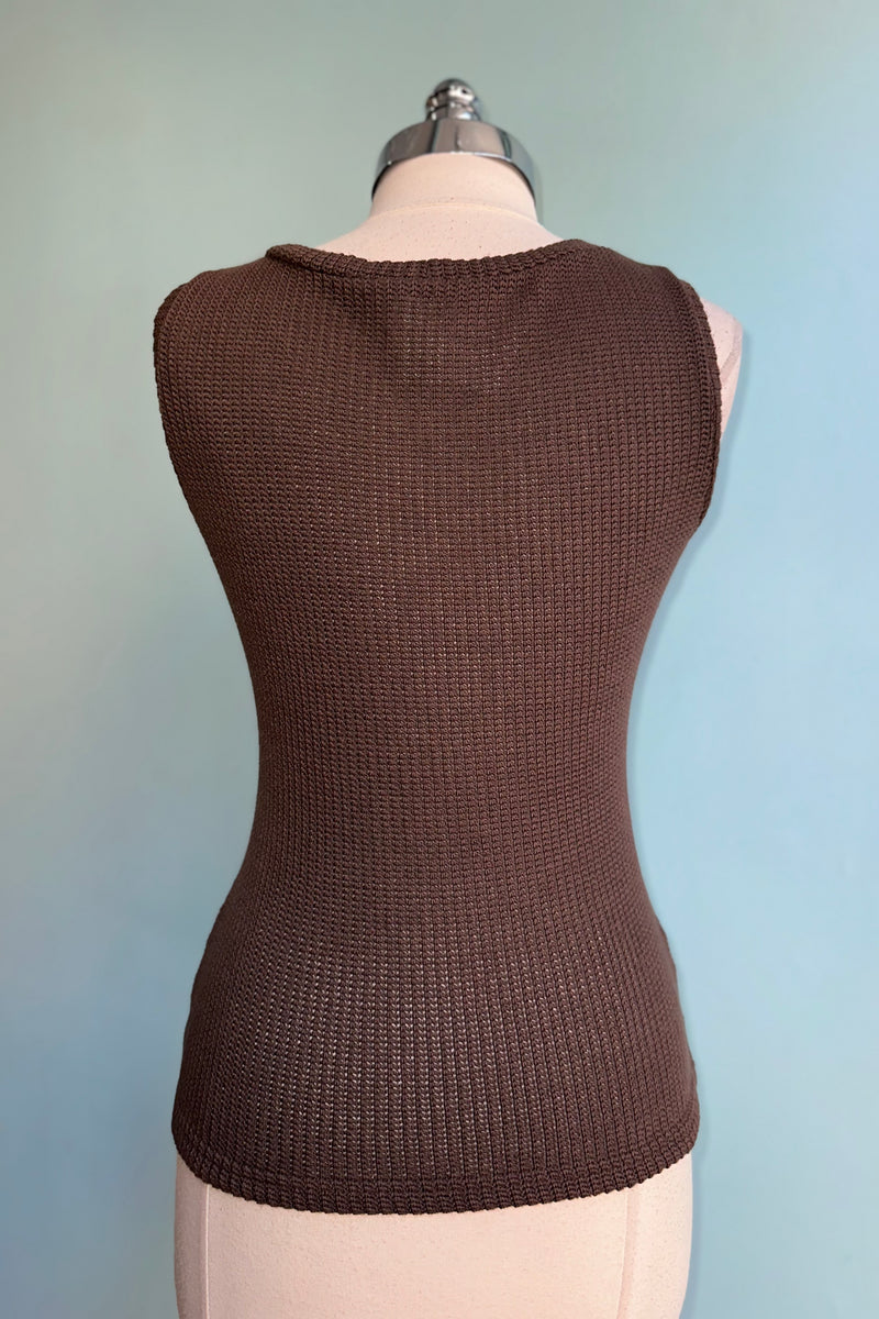 Brown Knit Vest by Heart of Haute