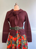 Posey Tie Cardigan in Burgundy by Banned