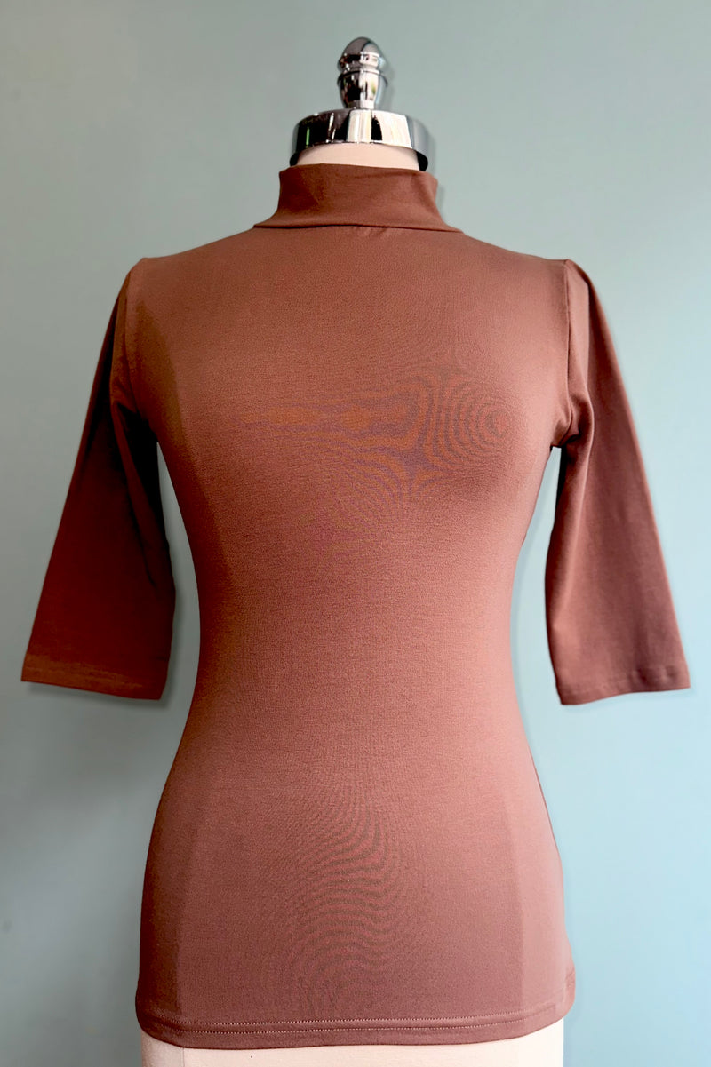Mocha Denise 3/4 Sleeve Top by Heart of Haute