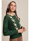 3D Flower Vine Knit Cardigan Sweater in Green