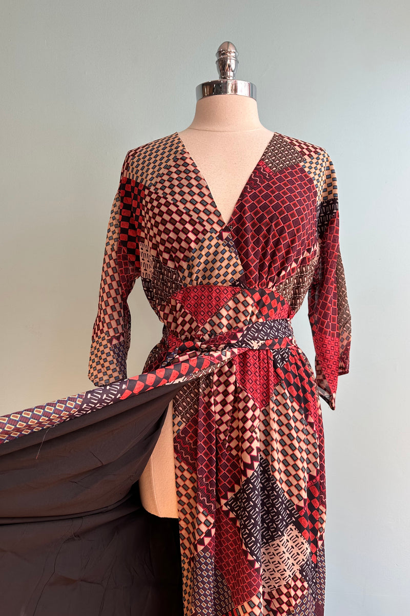 Patchwork Midi Wrap Dress by Molly Bracken