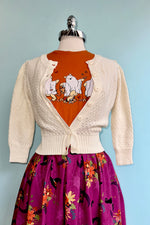 Oatmeal Puff Sleeve Cropped Cardigan