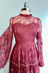 Lace Victorian Inspired Maxi Dress in Plum