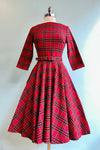 Red Plaid Stretch Fabric 50's Dress