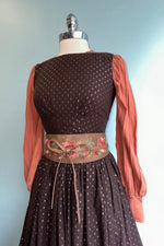 Chocolate Rosegold Lurex Dot Abigail Dress by Emily and Fin