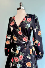 Floral Moth and Web Midi Wrap Dress by Voodoo Vixen