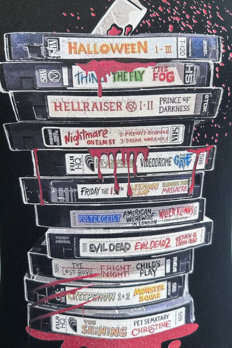 VHS Horror Movie T-Shirt in Black
