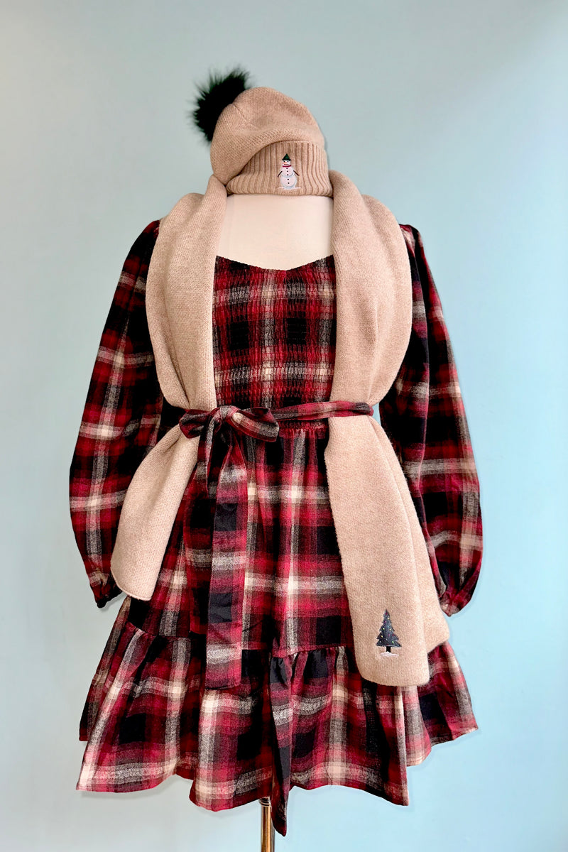 Red and Black Woven Plaid Mini Dress 3X-Large