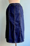 Elastic Waist Denim Midi Skirt by Molly Bracken