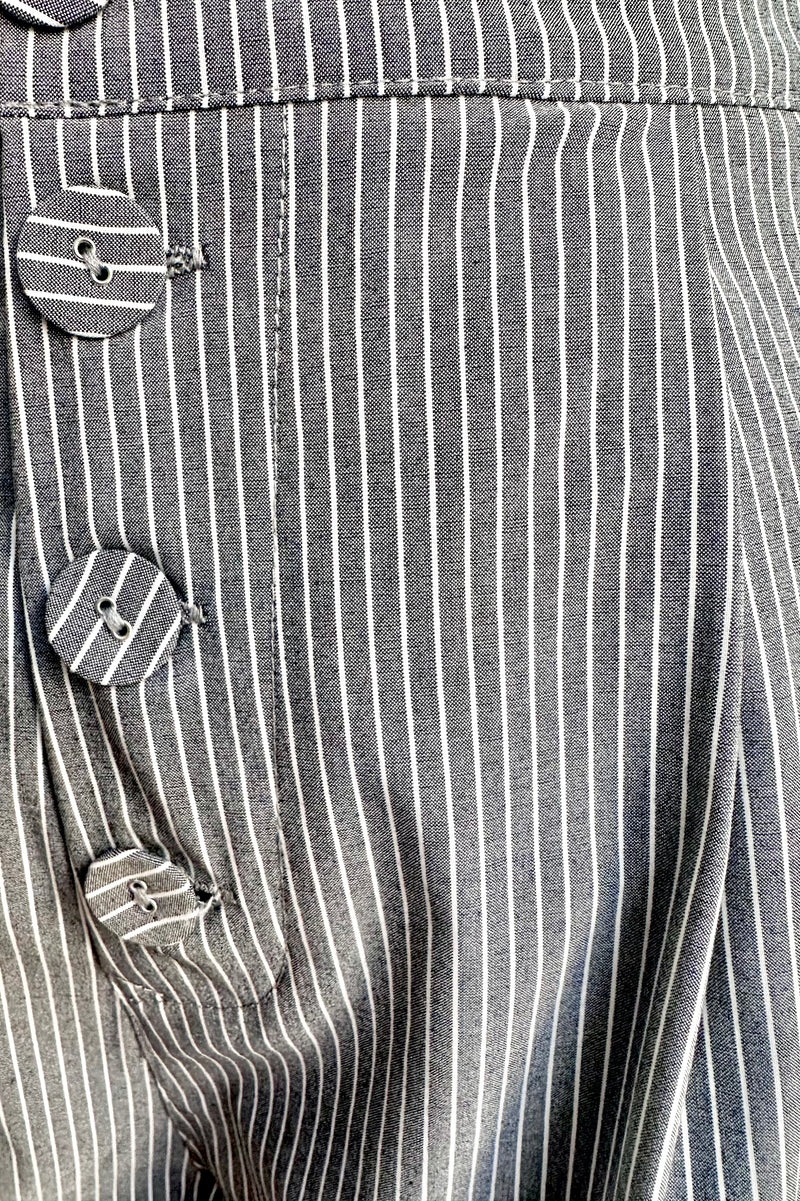 Grey Pinstripe High Waisted Suspender Pants by Voodoo Vixen
