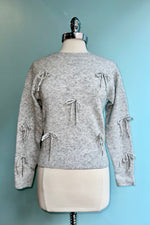 Grey Bow Pullover Sweater by Molly Bracken