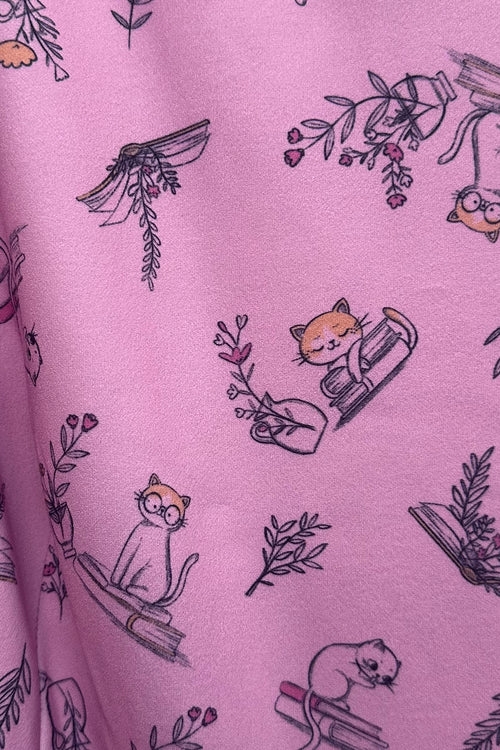 Pink Cats and Books Dress by Voodoo Vixen