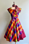 Cotton Madras Rainbow Cap Sleeve Dress