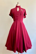Burgundy Evil Eye Flutter Sleeve Dress