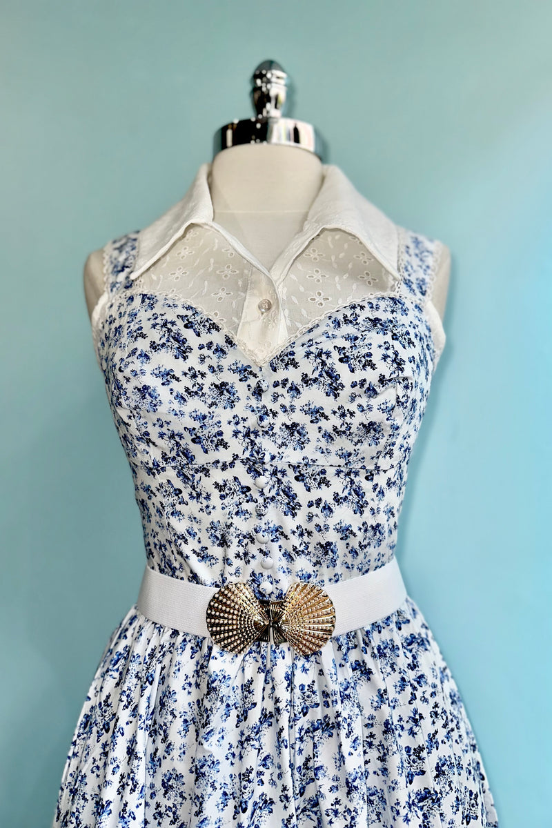 Blue Floral Bryson Midi Dress by Timeless London