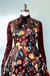 Pumpkins and Leaves V-Neck Dress by Eva Rose