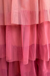 Pink Gradient Tiered Midi Skirt