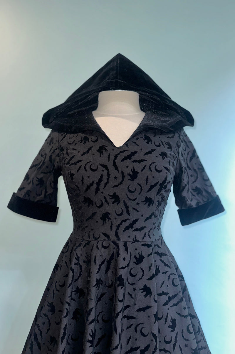 Black Tara Halloween Night Hooded Dress by Banned