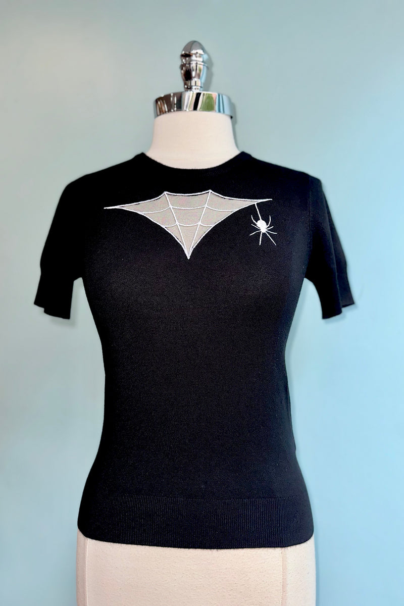 Cobweb Pullover Sweater Knit Top by Hell Bunny
