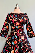 Pumpkins and Leaves 3/4 Sleeve Rounded Neck Dress by Eva Rose