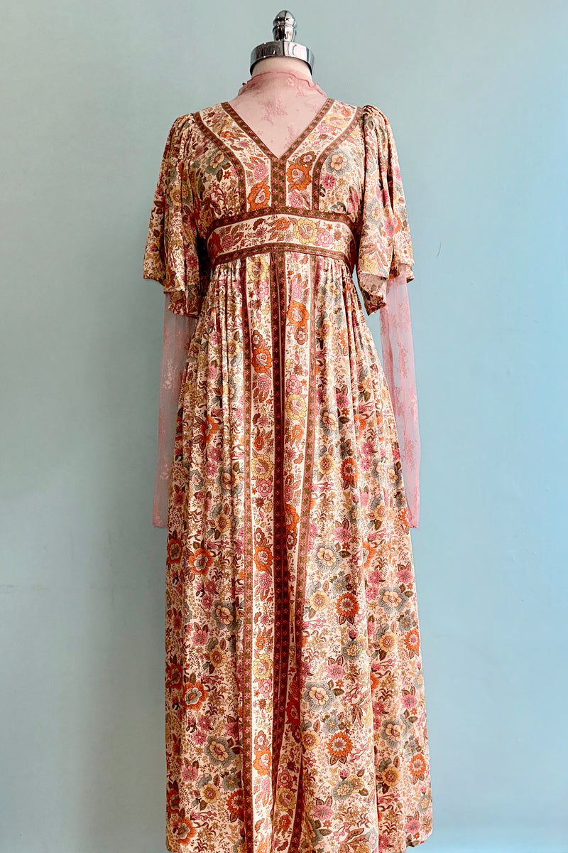 Pink Mesh Long Sleeve Mock Neck Sheer Top - Main Image