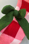 Holiday Check Sweater with Bow Detailed Sleeves