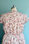 Peach Ruffle Shoulder Floral Mini Dress