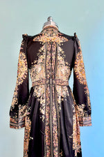 Black and Gold Paisley Shirt Dress by Molly Bracken